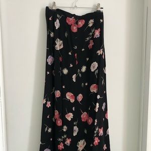 Vintage Black Floral Midi Skirt